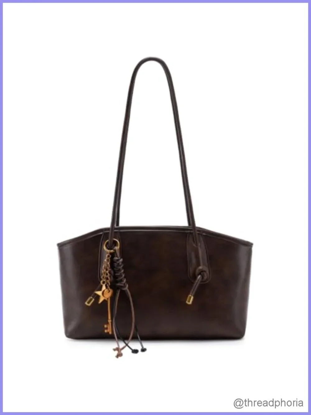 Vintage Faux Leather Hobo Handbag with Key Pendant, Shoulder Bag